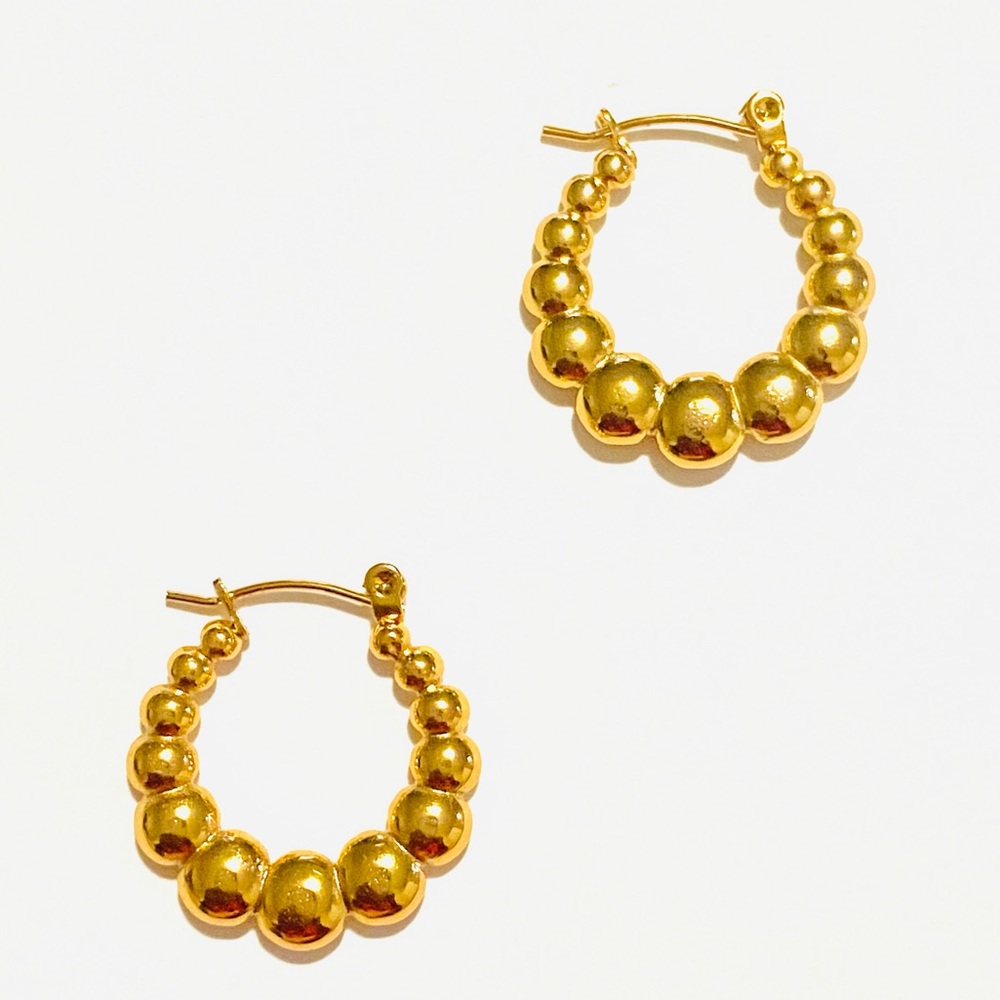 Elegant Gold-Plated Stainless Steel Hoop Earrings #22